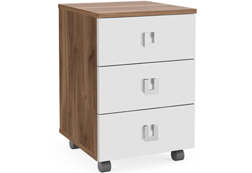 Тумба подкатная с 3 ящиками Пальмира, цвет орех бренди + белый