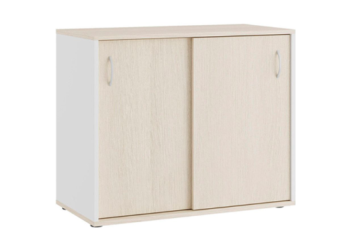Тумба с раздвижными фасадами Эрника, цвет дуб шамони светлый + белый
