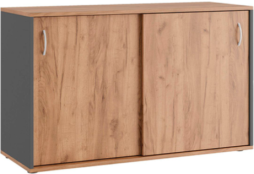 Тумба с раздвижными фасадами Эрника, цвет дуб крафт + антрацит