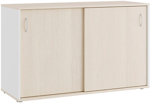 Тумба с раздвижными фасадами Эрника, цвет дуб шамони светлый + белый