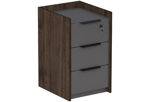 Тумба подкатная 3 ящика с замком Венди, цвет брауни + графит