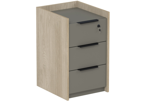 Тумба подкатная 3 ящика с замком Венди, цвет светлый дуб + терра