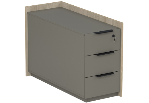 Тумба опорная угловая с ящиками (метабокс) и замком Венди, цвет светлый дуб + терра