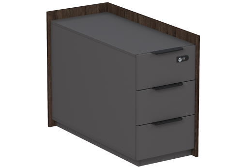 Тумба опорная угловая с ящиками (метабокс) и кодовым замком Венди, цвет брауни + графит