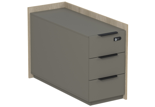 Тумба опорная угловая с ящиками (метабокс) и кодовым замком Венди, цвет светлый дуб + терра