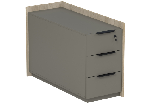 Тумба опорная угловая с ящиками и замком Венди, цвет светлый дуб + терра