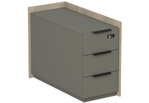 Тумба опорная угловая с ящиками и замком Венди, цвет светлый дуб + терра