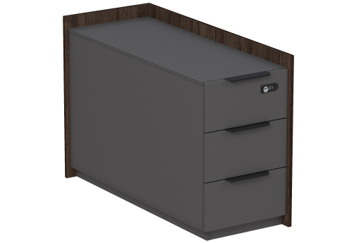 Тумба опорная угловая с ящиками и кодовым замком Венди, цвет брауни + графит