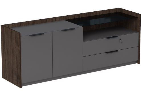 Тумба опорная двусоставная (левая, правая) (метабокс) с замком Венди, цвет брауни + графит