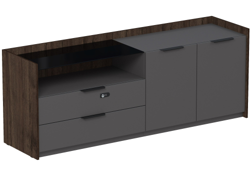 Тумба опорная двусоставная (левая, правая) (метабокс) с кодовым замком Венди, цвет брауни + графит