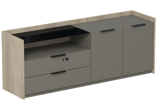 Тумба опорная двусоставная (левая, правая) с кодовым замком Венди, цвет светлый дуб + терра