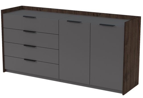 Тумба двусоставная с ящиками (метабокс) Венди, цвет брауни + графит