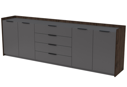 Тумба трехсоставная с ящиками (метабокс) Венди, цвет брауни + графит