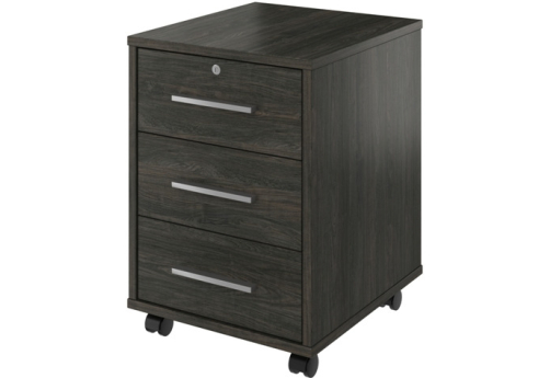 Тумба мобильная 3 ящика с замком Атланта, цвет темное дерево