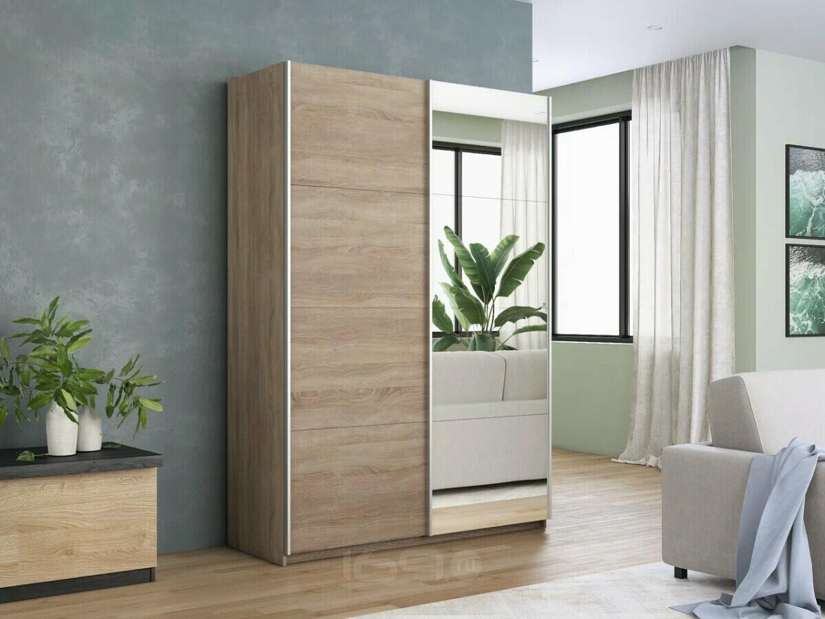 Шкаф Прайм 2 TM_L-120 Дуб Сонома ЛДСП Зеркало 1200*2300*570