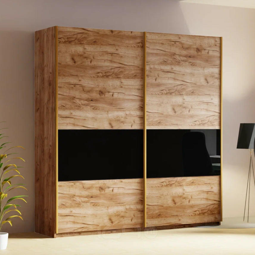 Шкаф-купе 2200x570x2300 Прайм Крафт табачный ДСП, стекло