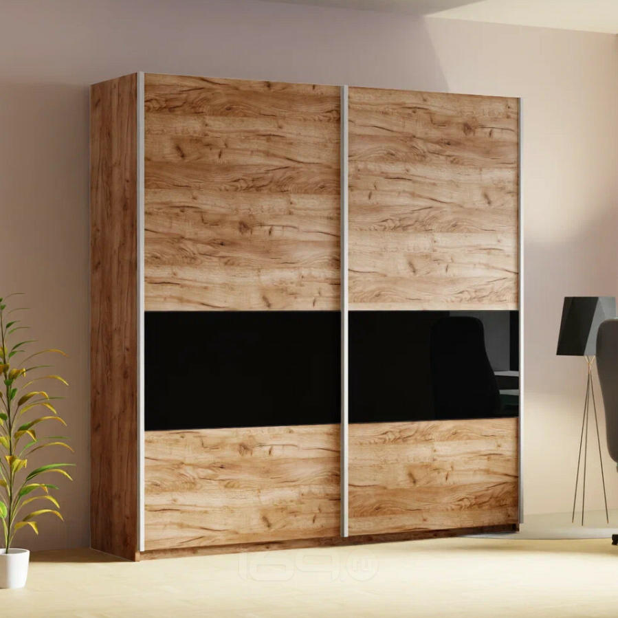 Шкаф-купе 2200x570x2300 Прайм Крафт табачный ДСП, стекло