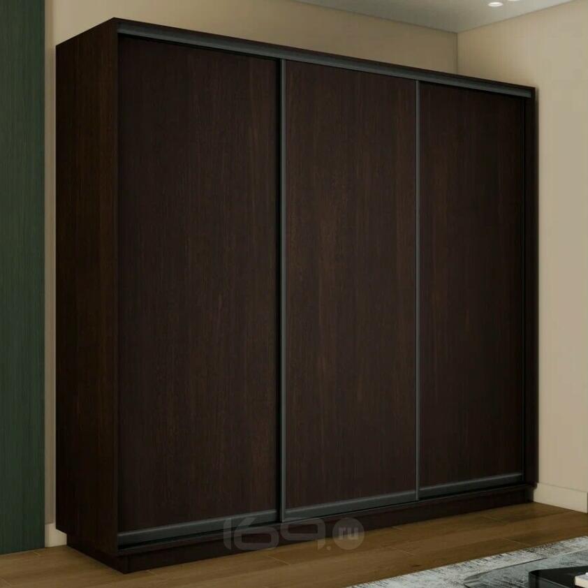 Шкаф Экспресс 2 3-х дверный Трио ЛДСП (Чёрный профиль) Венге 2100x2400x600