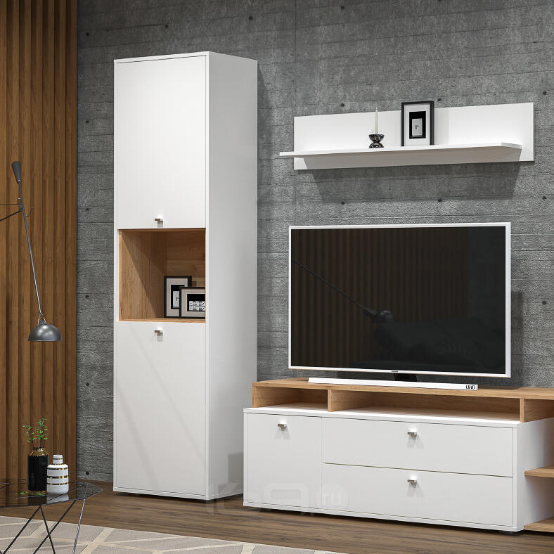 Шкаф 550x366x2000 Бэль Белый/белый/дуб крафт золотой ЛДСП