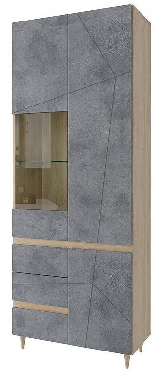 Шкаф 790x410x2085 Киото Серый/дуб небраска стекло