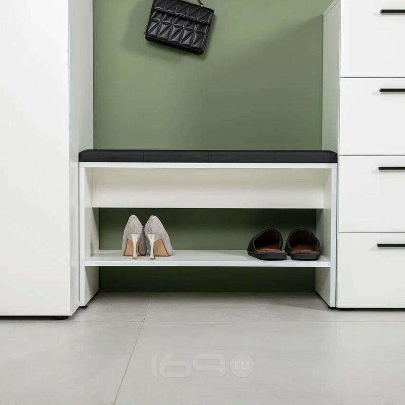 Эйр Тумба для обуви 16.130 Белый PE шагрень, Кожзам HOLST Black