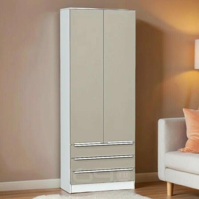 Шкаф двухстворчатый Стиль ШК-803 с ящиками Silky Grey Белый