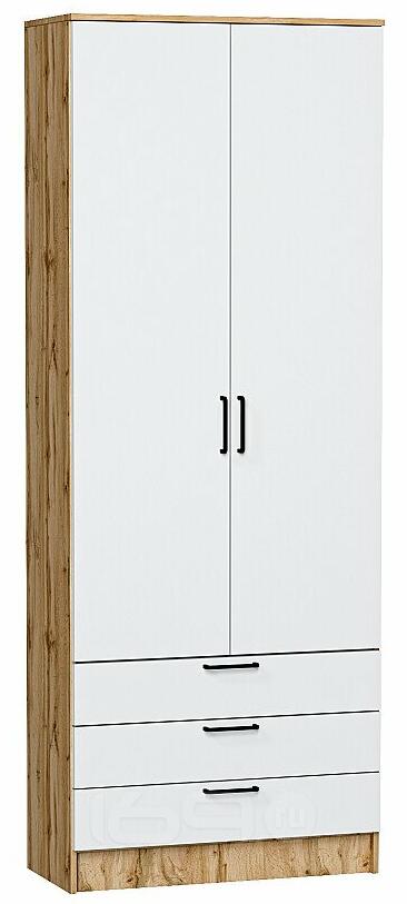 Шкаф двухстворчатый Стиль ШК-803 с ящиками White In 2S Дуб Вотан