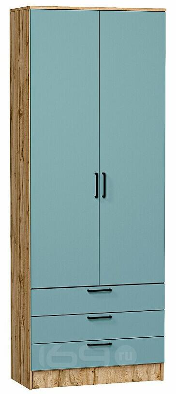 Шкаф двухстворчатый Стиль ШК-803 с ящиками Grey-green In 2S Дуб Вотан