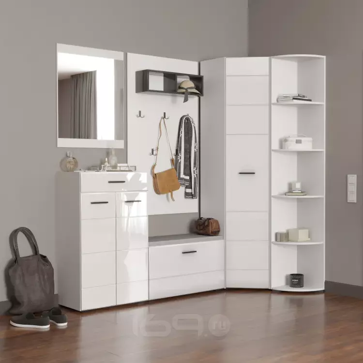 Стеллаж торцевой GLOSS 36х36 Белый/Белый глянец