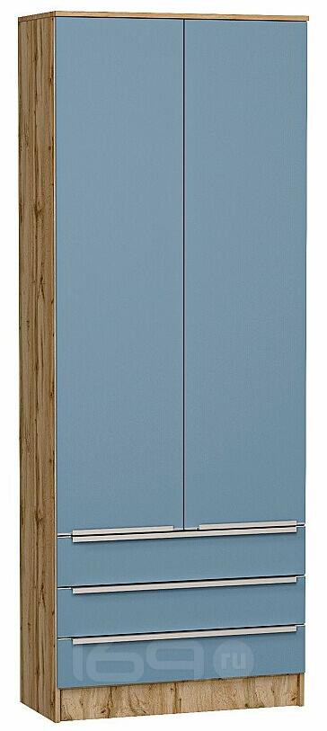 Шкаф двухстворчатый Стиль ШК-803 с ящиками Silky Blue Дуб Вотан