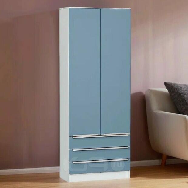 Шкаф двухстворчатый Стиль ШК-803 с ящиками Silky Blue Белый
