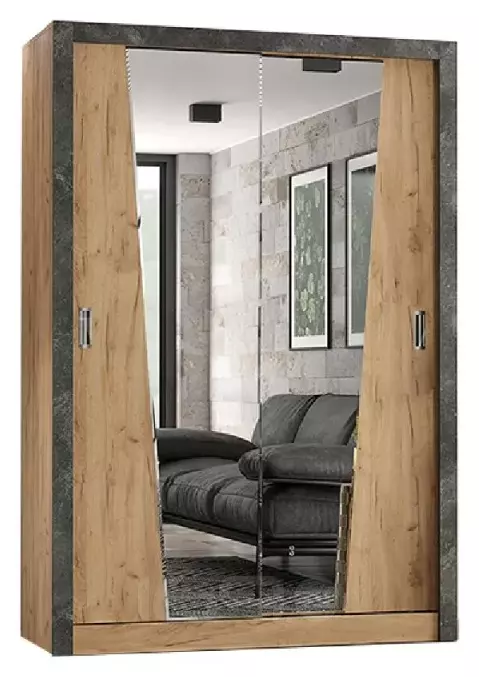 Шкаф-купе 1500x616x2200 Соренто Дуб Крафт зеркало, ЛДСП