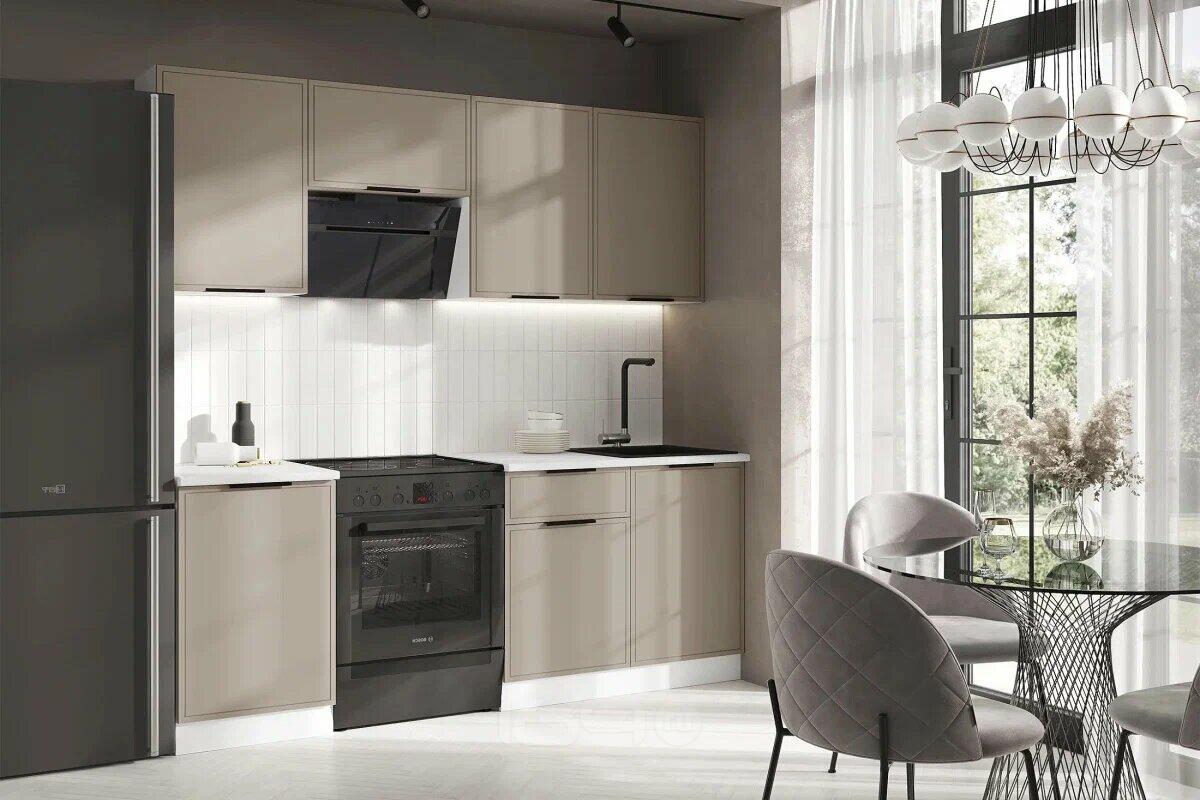 Кухонный гарнитур Николь Холст латте/Белый 2150x2100x600 (Антарес)