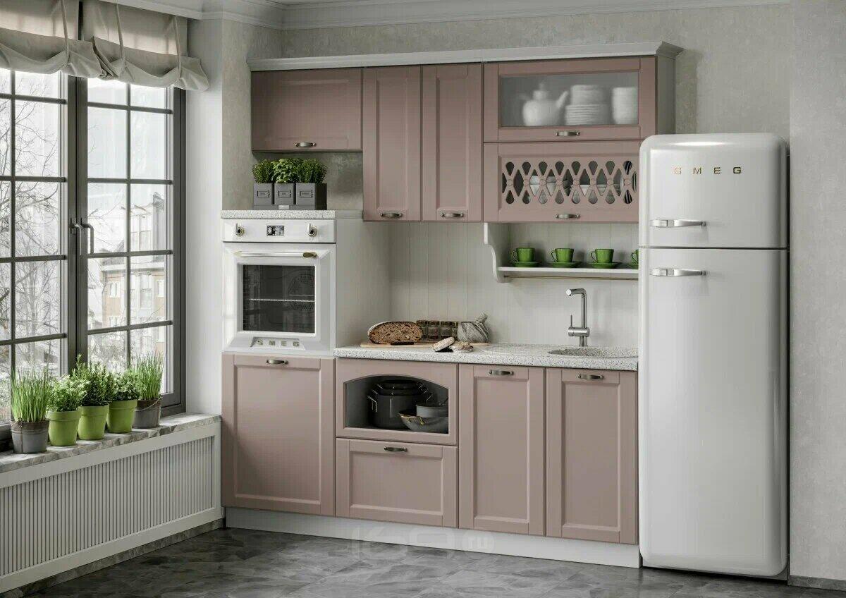 Кухонный гарнитур Милано Шарли Pink/Белый 2000x2000x600 (Антарес)