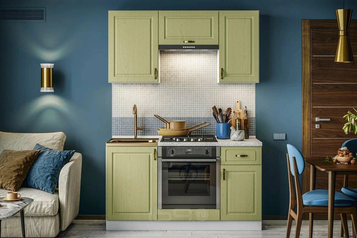 Кухонный гарнитур Констанция Фисташка/Белый 2140x1500x600 (Антарес)