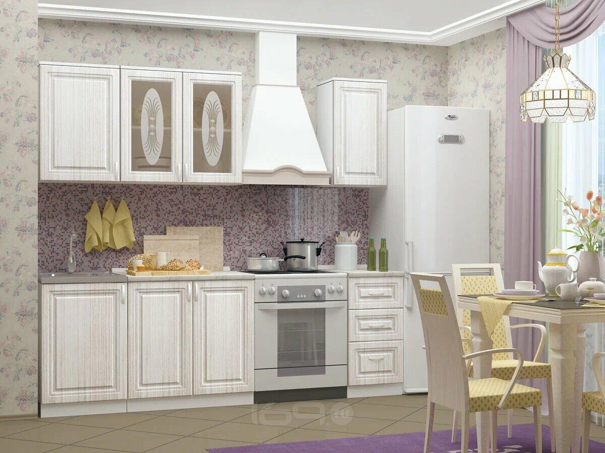 Кухонный гарнитур Констанция Сандал/Белый 2140x1700x600 (Антарес)