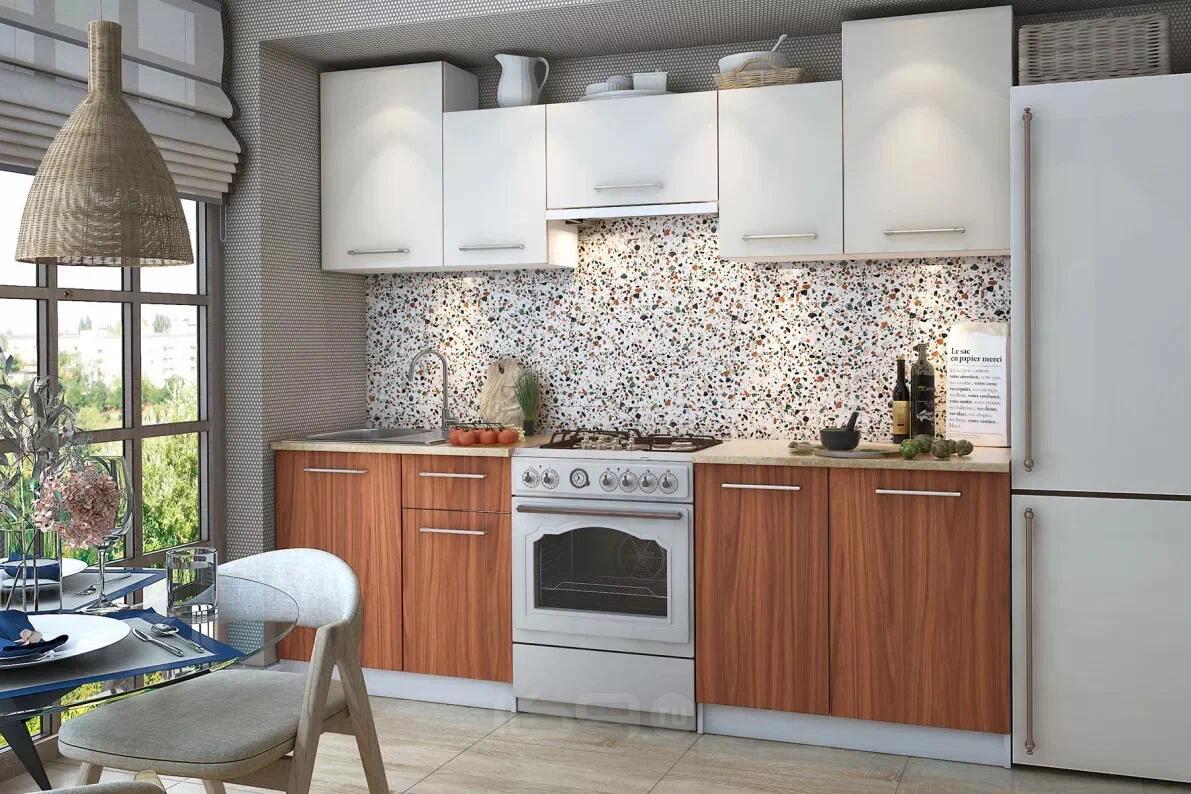 Кухонный гарнитур Бланка Амбер, Ваниль/Белый 2155x2385x600