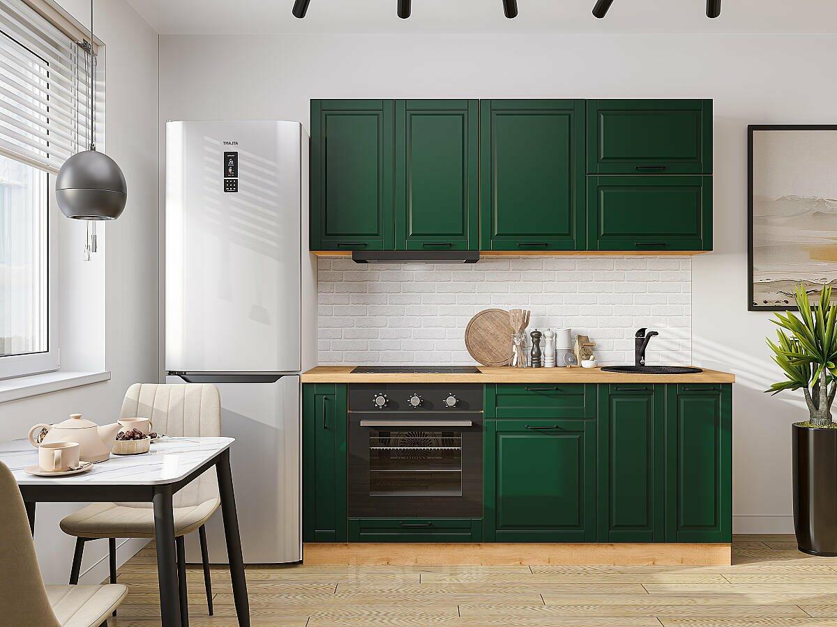 Модульный кухонный гарнитур Дублин-01 Special Green/Дуб Вотан 2140x1900x600