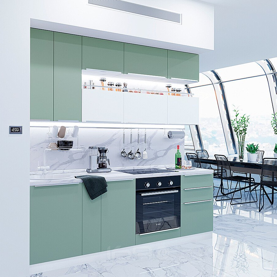 Модульный кухонный гарнитур Фьюжн-01 Silky White, Silky Mint/Белый 2340x2300x600