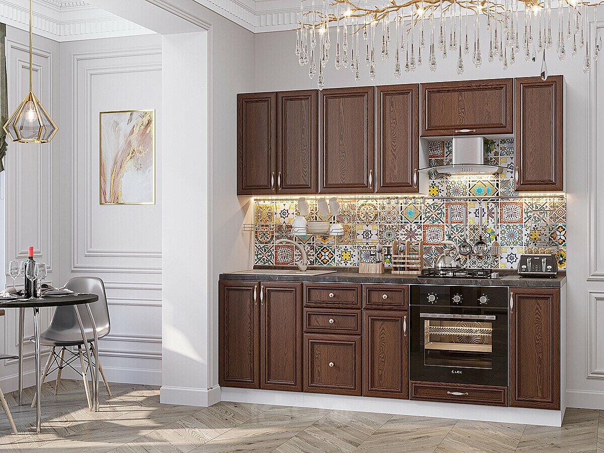 Модульный кухонный гарнитур Шале-01 Brown Dreamline/Белый 2140x2200x600