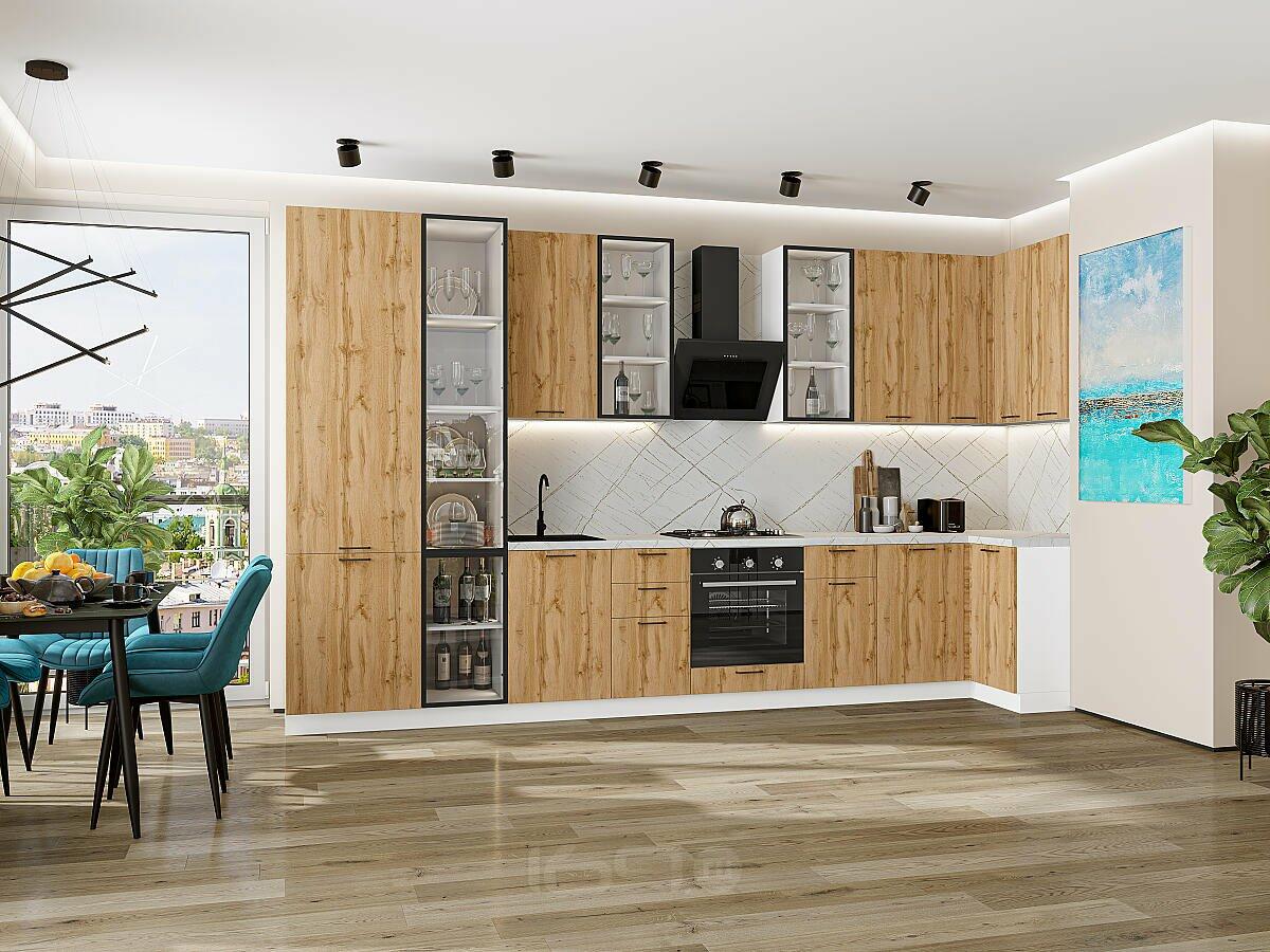 Модульный кухонный гарнитур Wotan Oak 2S/Белый 2340x4000/1000x600