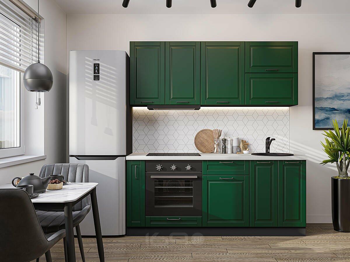 Модульный кухонный гарнитур Дублин-01 Special Green/Graphite 2140x1900x600