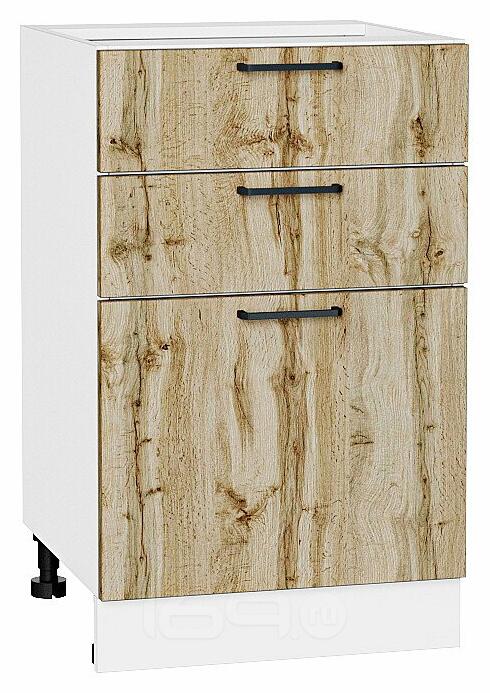 Шкаф нижний с 3-мя ящиками Флэт Wotan Oak 2S/Белый 816*500*478