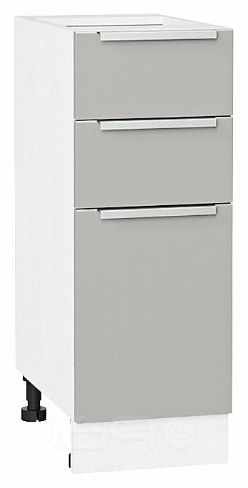 Шкаф нижний с 3-мя ящиками Фьюжн Silky Light Grey Белый 816*300*480