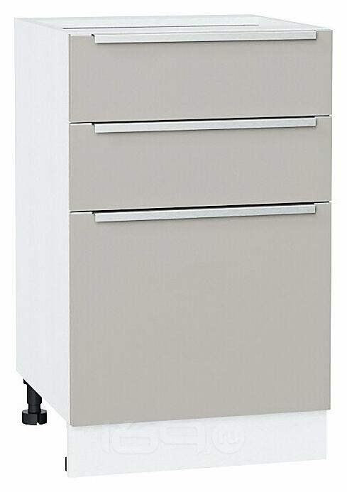 Шкаф нижний с 3-мя ящиками Фьюжн Silky Light Grey Белый 816*500*480