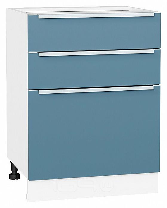 Шкаф нижний с 3-мя ящиками Фьюжн Silky Blue Белый 816*600*480
