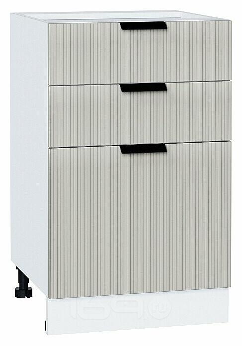 Шкаф нижний с 3-мя ящиками Евро Лайн Агат / Белый 816*500*478