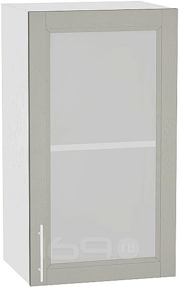 Шкаф верхний с 1-ой остекленной дверцей Сканди В 409 Grey Softwood-Белый