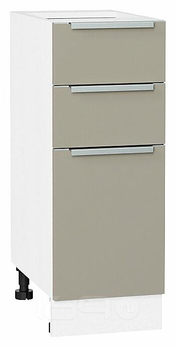Шкаф нижний с 3-мя ящиками Фьюжн Silky Grey Белый 816*300*480