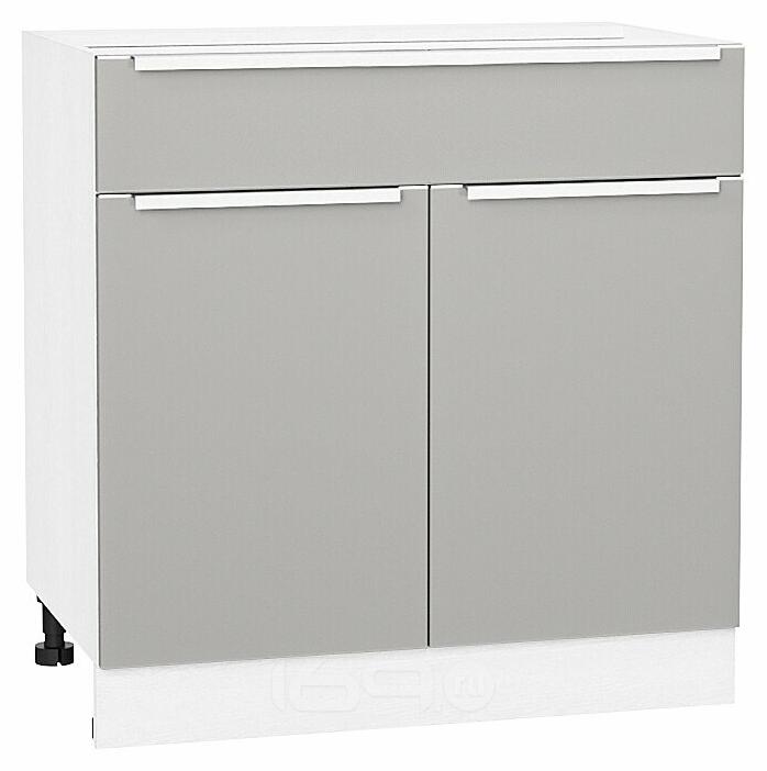 Шкаф нижний с 2-мя дверцами и ящиком Фьюжн Silky Light Grey Белый 816*800*480